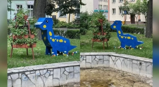 Skąd się wziął w mieście niebieski dinozaur?