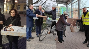 Dziś tłusty czwartek, więc kandydaci rozdawali pączki