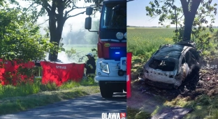 Tragiczny wypadek. Samochód uderzył w drzewo, kierowca spłonął