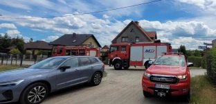 Pożar maszyny. Dwie osoby poszkodowane.