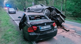 Chciał wyprzedzić na łuku drogi. Mężczyzna miał promil alkoholu