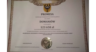 Duża suma pieniędzy dla Gminy Domaniów