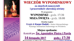 Wieczór Wypominkowy pracowników oławskiej oświaty